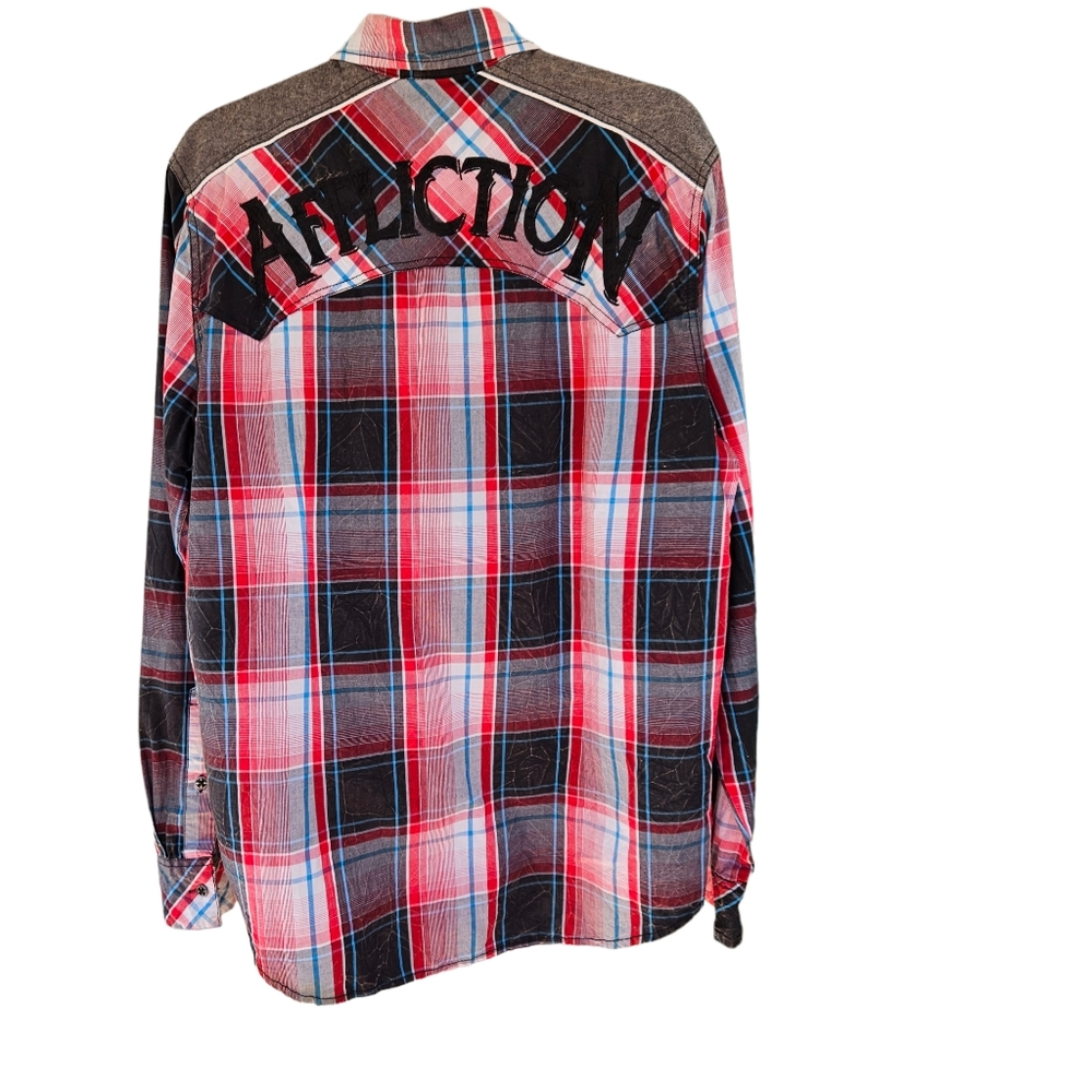 Affliction Button-Down Long Sleeve Plaid Shirt Si… - image 2